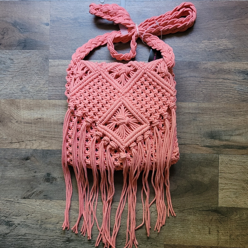 NWT No Boundaries Coral Boho Bag with Fringe